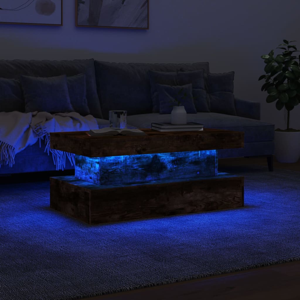 LED Coffee Table In Smoked Oak 90 X 50 X 40 Cm
