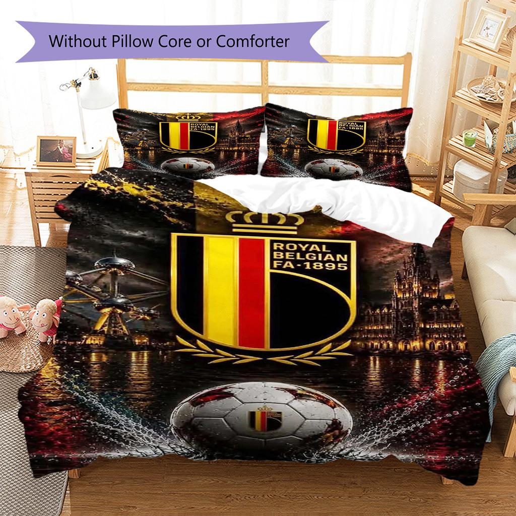 Belgium Pattern Bedding Set Quilt Cover Pillowcase Home Decor Gift (1 * duvet cover + 2 * pillowcase, without core)