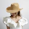Chapeau de cowboy en crochet de raffia pliable pour hommes et femmes, chapeau de soleil en paille, style tendance, printemps et été européen et américain, tissé à la main