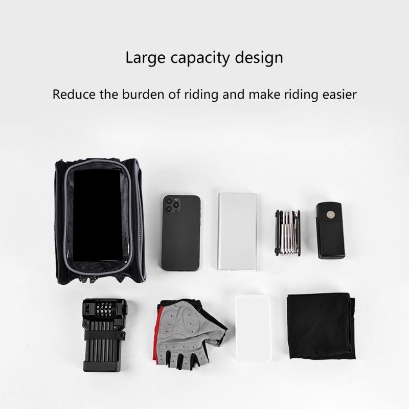 Large Capacity Waterproof Bicycles Front Top Tube Pouch Pannier Bike Phone Mount Holder Handlebar Bag with Touch Screens