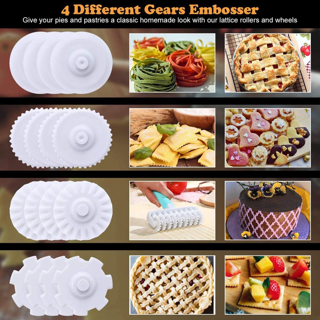 Cake Land 4-in-1 Multifunctional Dough Cutter Adjustable Width 1.5-12cm Baking Pastry Scorer 16.5x14x3.5cm Blue