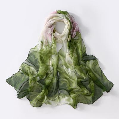 Nouveau Foulard de Plage en Soie à Imprimé Floral Shawls Wraps Longs Féminins Protection Solaire Printemps Été Hijab Pour Femmes 160*50cm