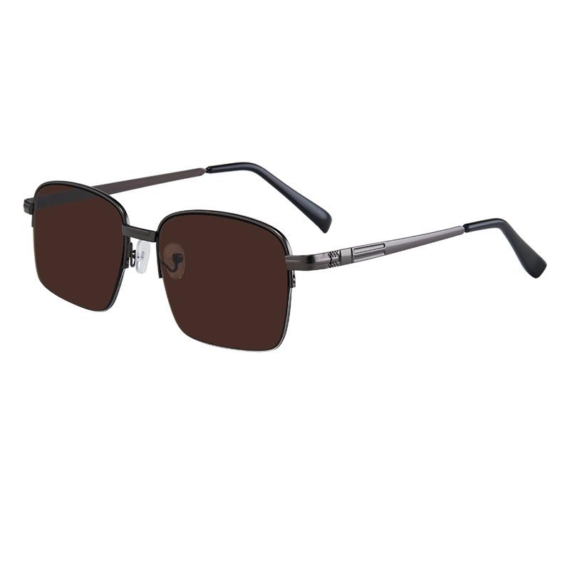 East Sea Crystal Stone Men s Retro Protective Sunglasses – Middle-Aged & Elderly, Fashionable Large Frame with Flat Lenses