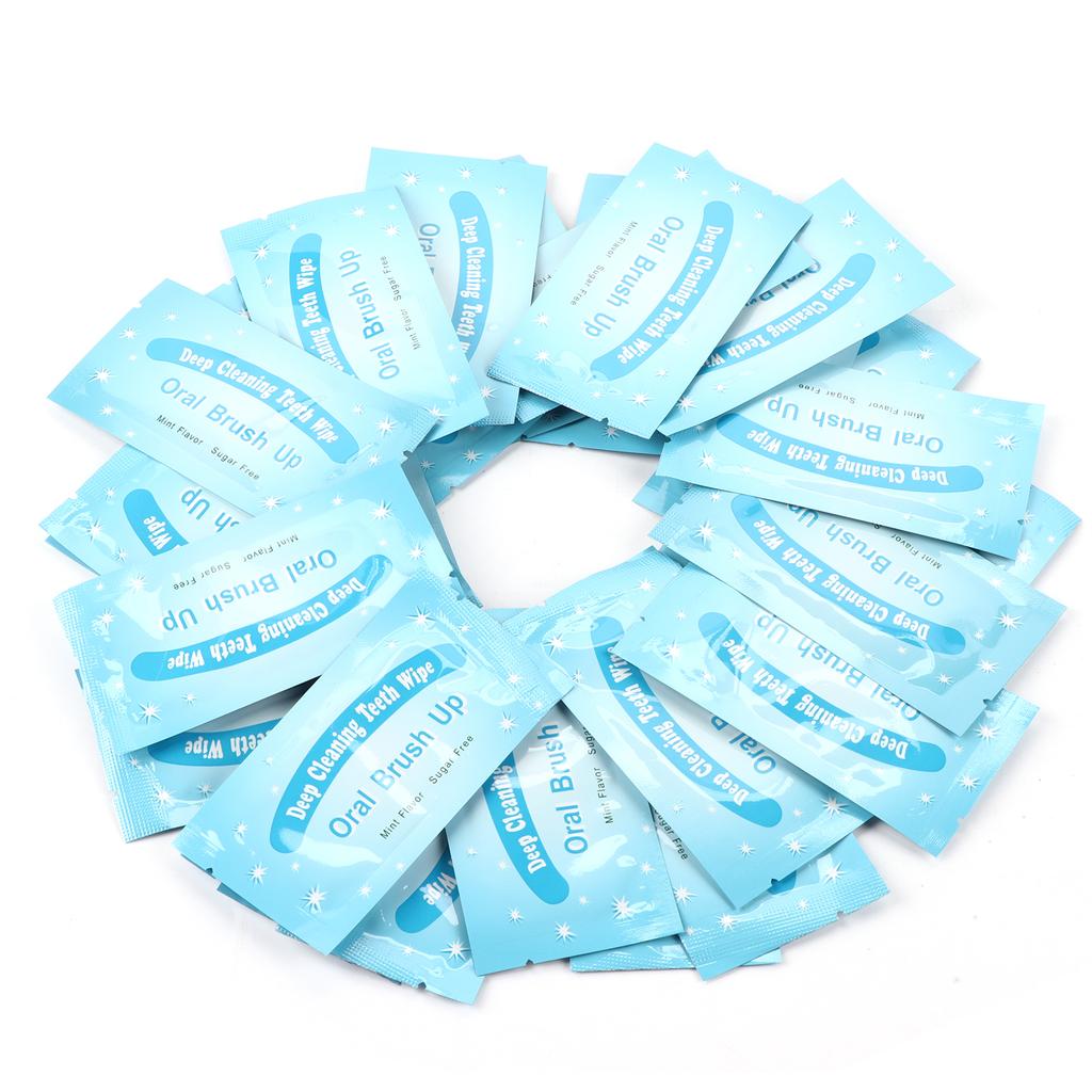 50 pièces lingettes dentaires propres dents essuyer tissu outil de nettoyage des dents pour un nettoyage buccal en profondeur