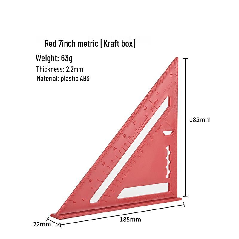 7-Inch Metric 90° Right Angle Plastic Triangle Ruler for Woodworking