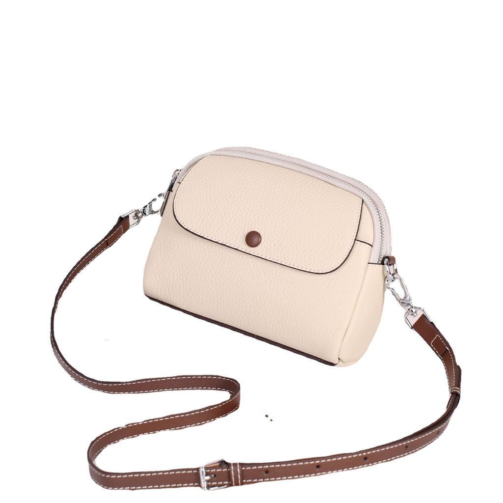 Cowhide Women's Bag Single Shoulder Crossbody Women's Bag Practical Multi-compartment Contrasting Color Change Bag Shell Bag