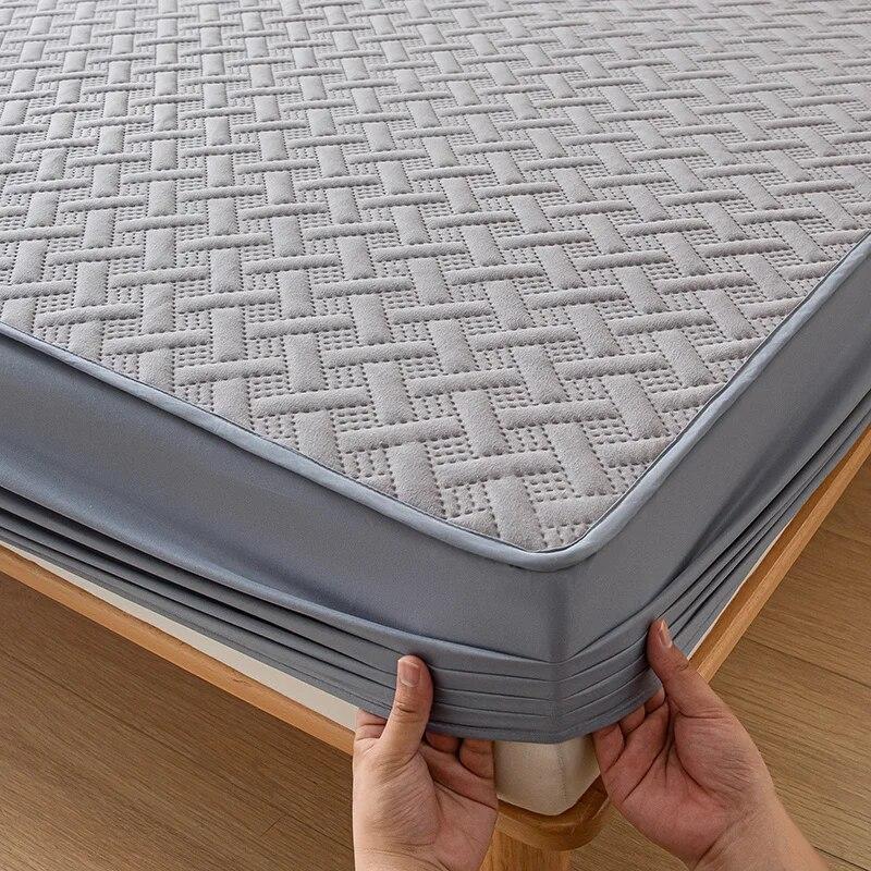 Soybean Fiber Thicken Mattress Protector Cover for Twin/Double/Full/Queen/King Beds Cotton Elastic Fitted Sheet Soft Bed Covers