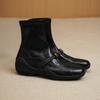 3cm Womens British Style Stretch Ankle Boots Round Toe Platform Slip-On Short Fall Winter