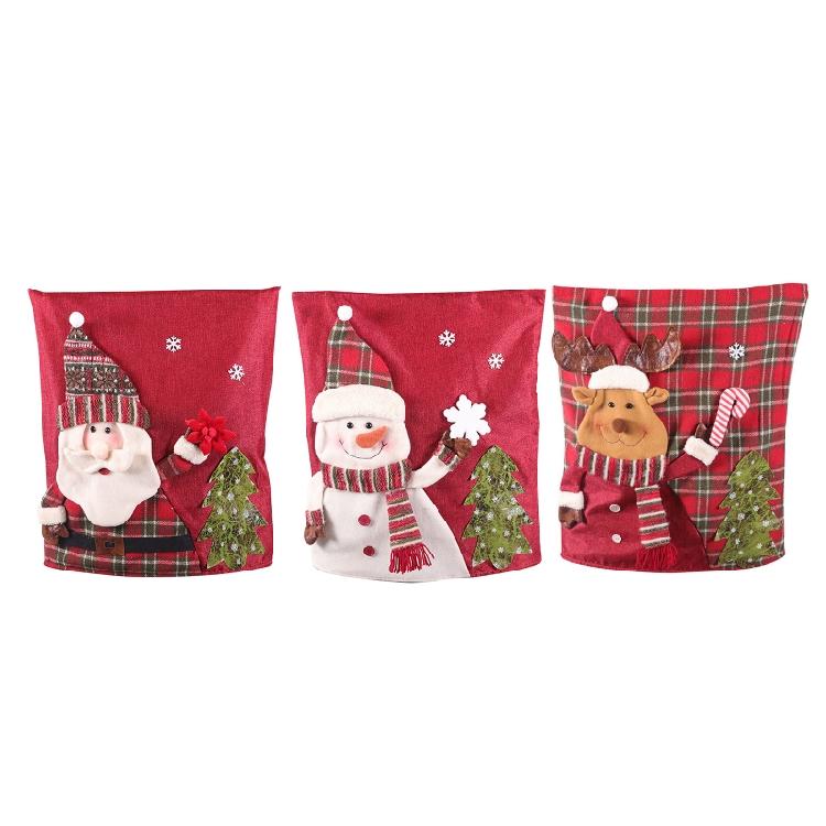Xmas Reindeer Chair Slipcover Protector for Kitchen Hotel Holiday Party Decor