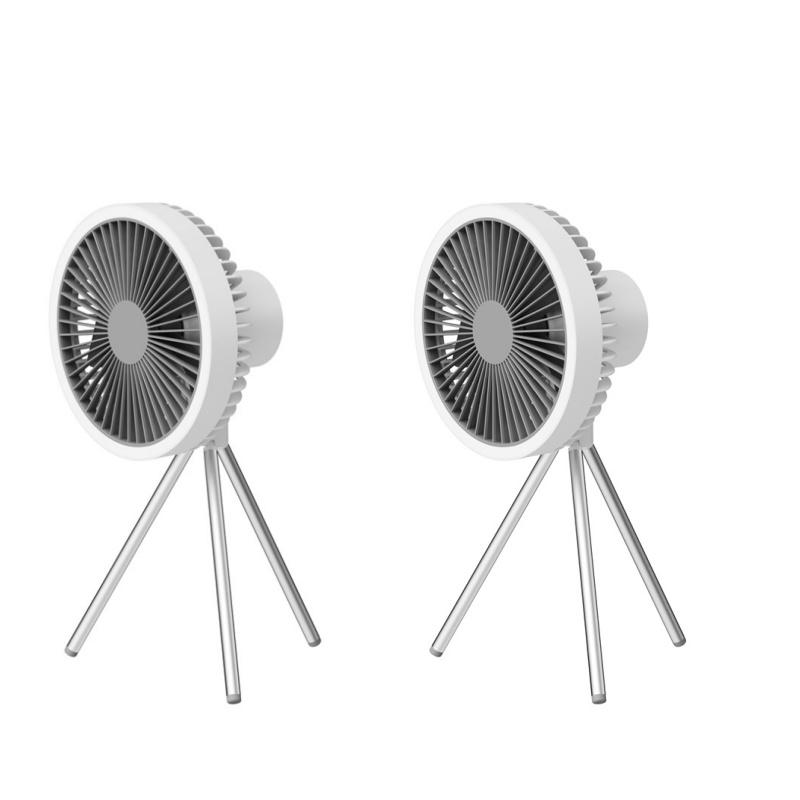 1/2PC 10000mAh Camping Fan Rechargeable Desktop Portable Circulator Wireless Ceiling Electric Fan with Power Bank LED Lighting