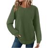 Women's Fashion Solid-Color Loose-Fit Long-Sleeve  Neck Casual Top