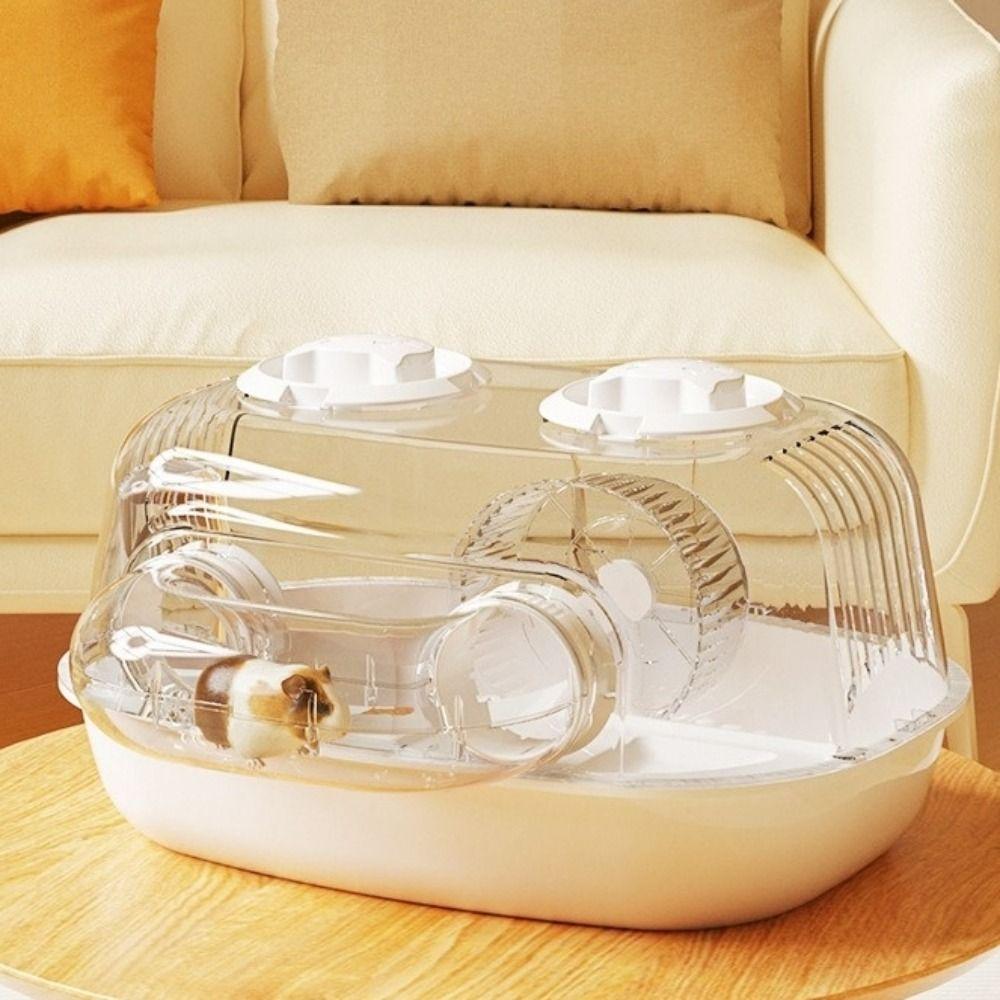 Acrylic Hamster Cage Transparent Tunnel Double Layer Hamster Villa Openable Lid Running Wheels Small Pet House for Small Animal