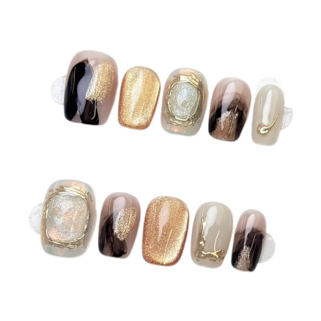 Golden Wind & Rain: Handmade Wearable Champagne Bling Manicure Collection