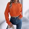 Autumn Winter Sexy Low Back Button Hollow Long Sleeve Turtleneck Sweater Women's Clothing