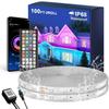 IP68 Waterproof Smart Outdoor LED Tube Strip Lights with App and Remote, Music Sync RGB Flexible  Rope Lamp for Patio, Eave