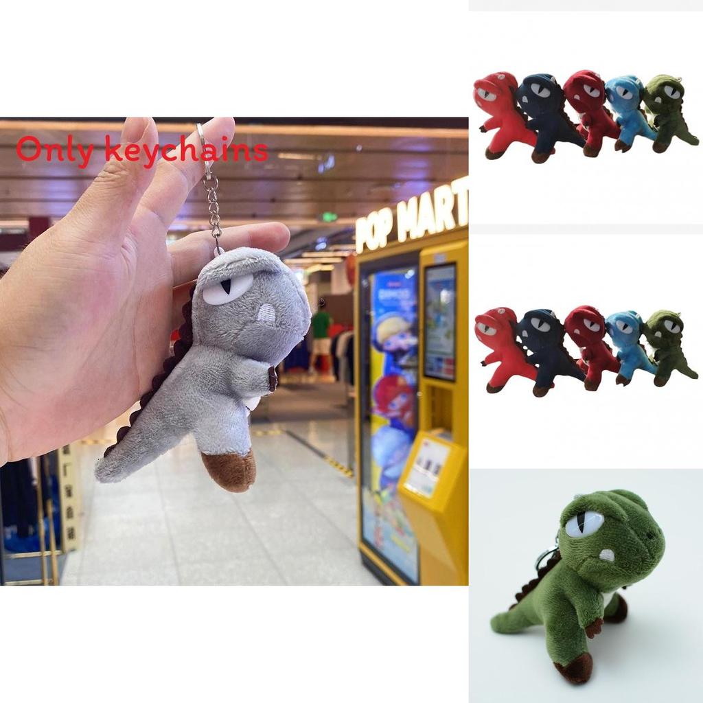 Dinosaur Plush Toy Keychain With Silver And Gold Chain For Kids And Collectors