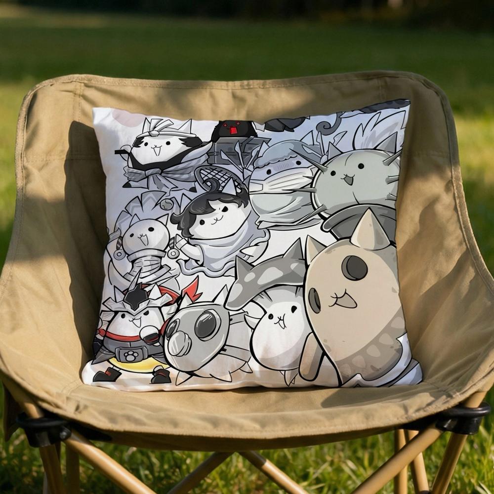 The BBattle Cats Cushion Cover Soft Reversible  Durable Pillow Cover  MultiScene Use for Home  Car Daily Comfort