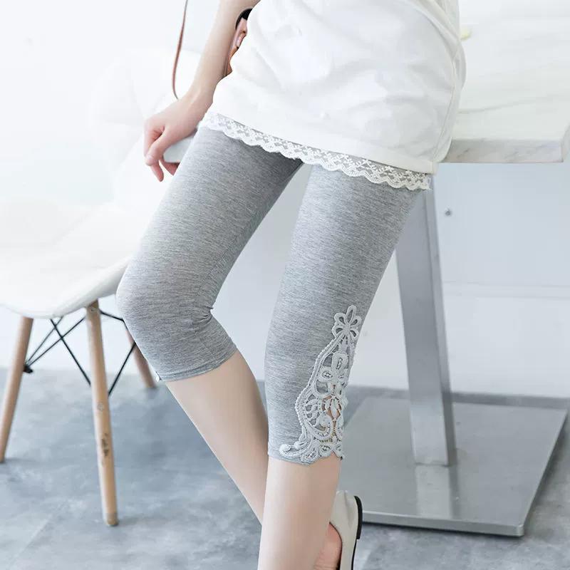 Lace Leggings for Women, Thin and Stretchy In Summer, Slimming and Tight Fitting, Suitable for Both Inside and Outside Wear, with A Cropped Mid Length