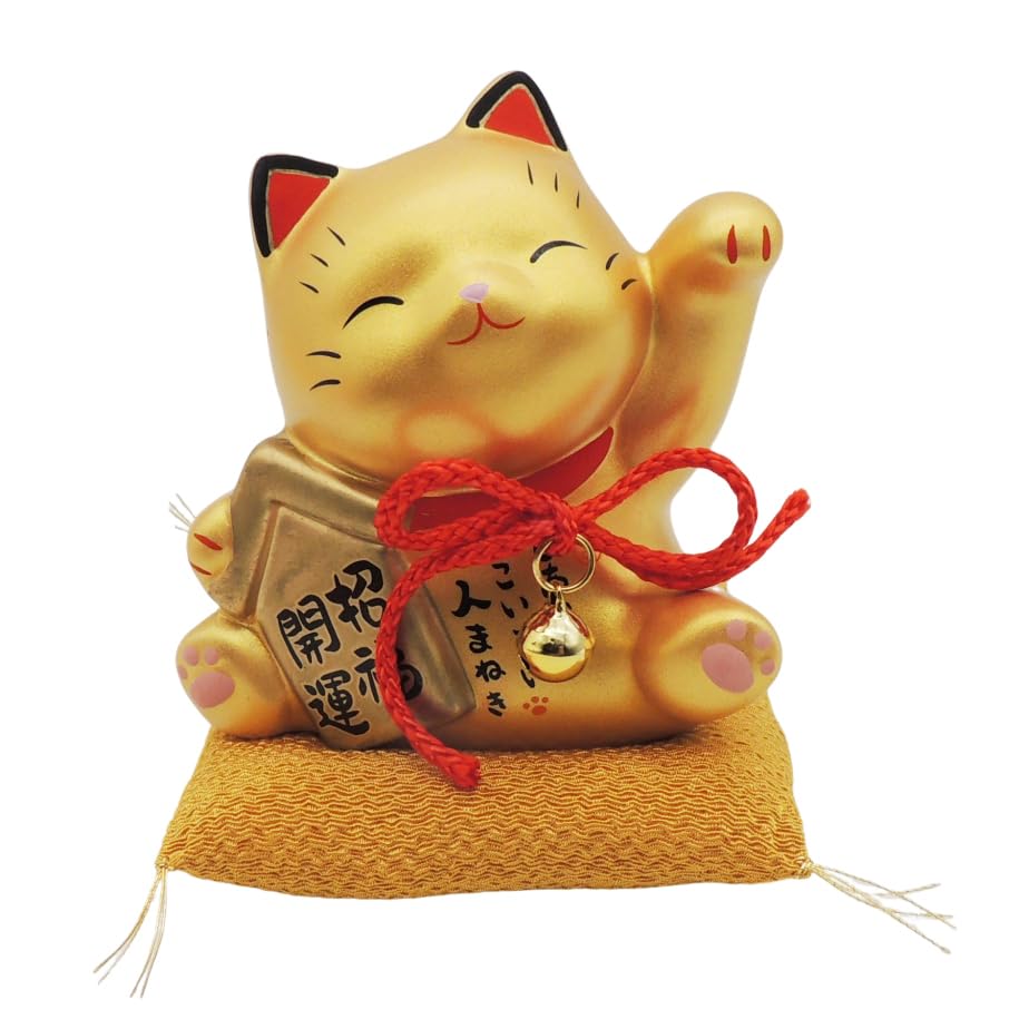 

figurine with gold Brings good good business opening a Feng Shui money luck lucky Maneki-neko (beckoning cat) cushion. luck, fortune, prosperity, золотой