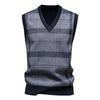 Men Thickened Fleece Plaid Loose Pullover Sleeveless Knit Sweater Vest