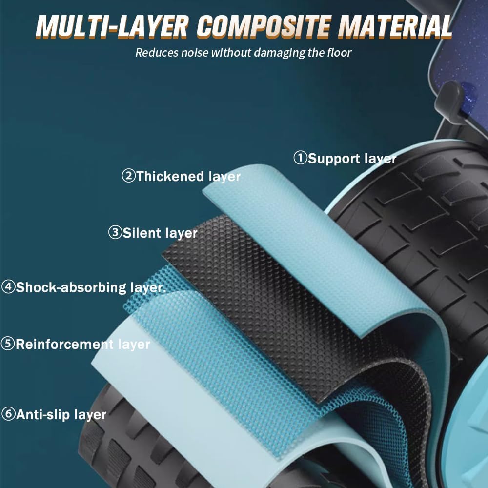 New Ab Roller Wheel with Timer Knee Mat,Automatic Rebound Abdominal Wheel with Elbow Support Ab Workout Equipment for Core Muscles Abs Exercise Roller