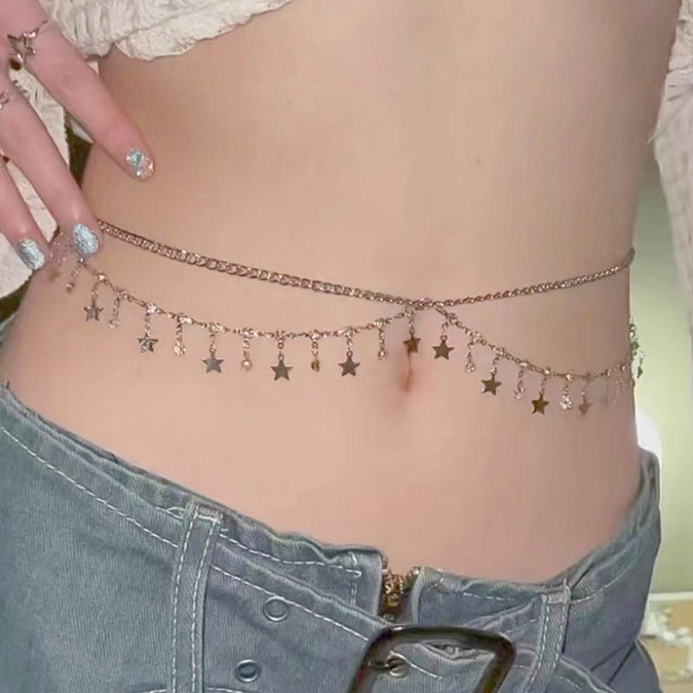 Waist Chain Sexy Rhinestone Star Tassel Pendant Waist Summer Jewelry Accessories Rave Belly Bod I4G7