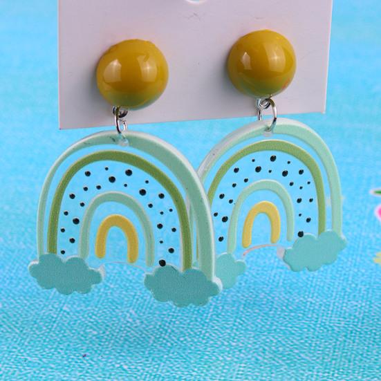 1 Pair Stud Earrings Cute Allergy Free Acrylic Creative Design Rainbow
