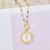 Xiulu Double Ring Necklace Women'S High Sense Versatile Personality Round Micro-Inlaid Pendant Collarbone Chain