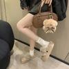 Women's Baotou plush slippers padded warm winter thick bottom heightened home slippers casual walking indoor shoes snow cotton slippers