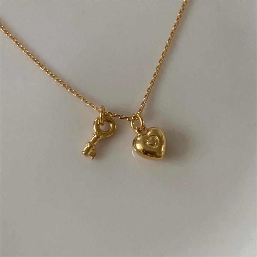 BF CLUB Silver Color Necklace For Women Key Heart Engagement Fine Jewelry Wedding Party Birthday Gift