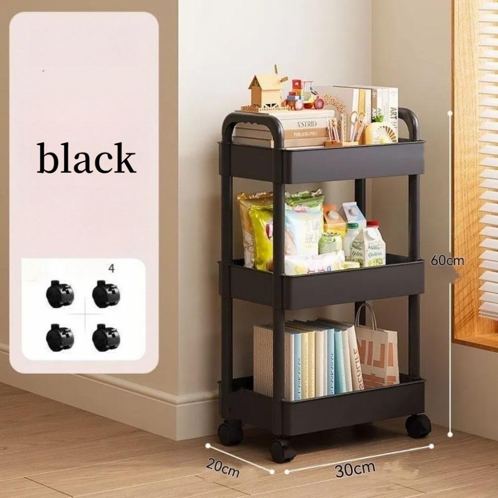 1 Stück 3-stöckiges Küchen-Multifunktionsregal, mobiler Wagen, Boden-zu-Decke-Mehrschicht-Lagerregal, Bücherregal, Snacks, Obst- und Gemüse-Lagerregal