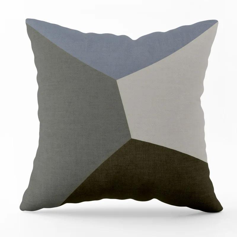 Nordic Minimalist Gray Geometric Printed Pattern Square Cushion Cover for Home Living Room Sofa Chair Decorative Pillowcase