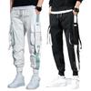 Men Cargo Pants Strap Decor Multi Pockets Loose Elastic Waist Ankle-banded Color Matching Hip Hop Streetwear Work Outdoor Trouse