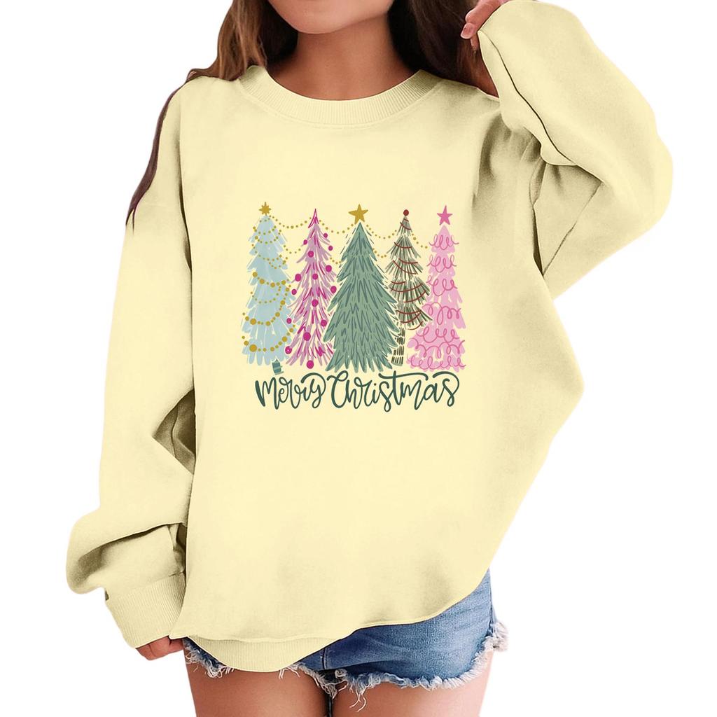 Children's Fashionable Casual Long-sleeved Loose Christmas Print Pullover Sweatshirt
