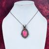 Thulite Pendant Rainbow Moonstone Pendant Copper Wire Wrapped Gemstone Jewelry