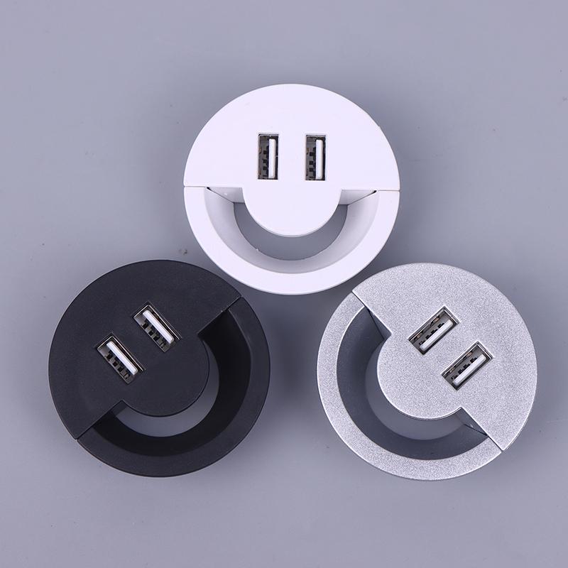 50Mm Wire Hole Cover Round Home Office Table Outlet Port Line Box Computer Desk Cord Grommet With 2 Port Usb Cable Organizer