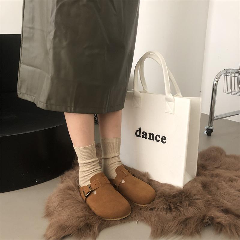 

Leather bag head cork slippers women s spring and autumn new couple fashion women s half-pack slippers 39 абрикосовий