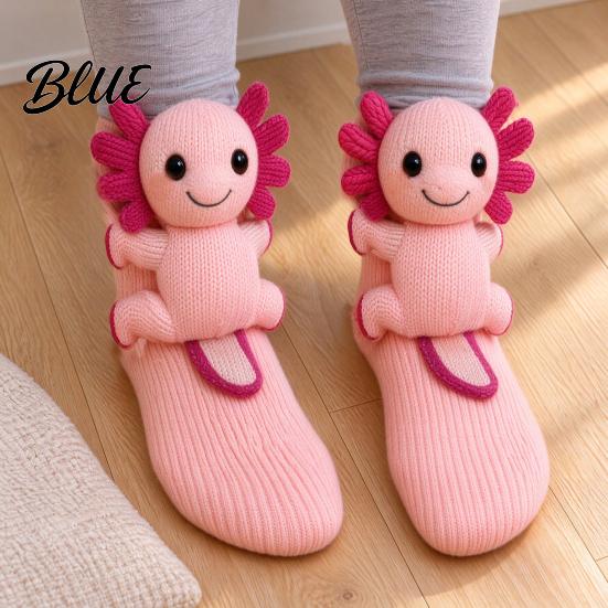 Comfy Indoor Slipper Socks 1 Pair 3D Knit Animal Socks Fuzzy Cute Novelty Knitted Hand Crocheted Floor Sock Stuffed Christmas Gift for Kids