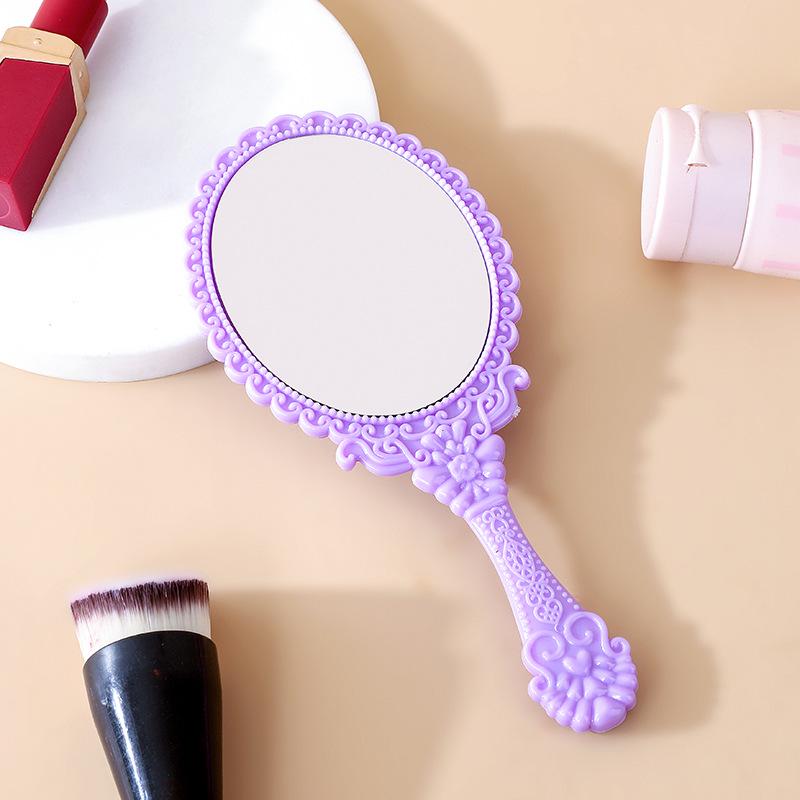 European-Style Irregular Shape Retro Handheld Makeup Mirror with Portable Handle