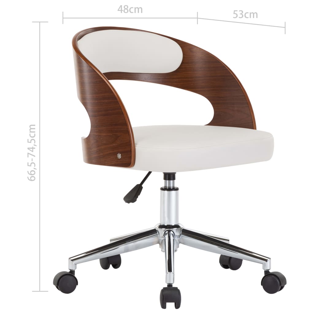 Dining Chair Swivel White Bentwood and Faux Leather