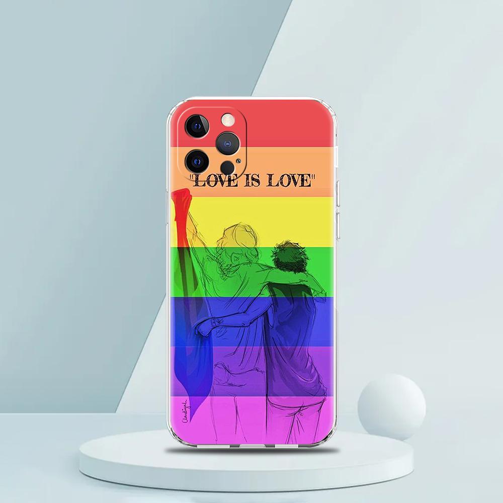 Gay Lesbian LGBT Rainbow Pride ART Phone Case for iPhone 16 15 14 13 12 Pro Max Transparent Soft for iPhone 11 Pro Max 7 8 Plus
