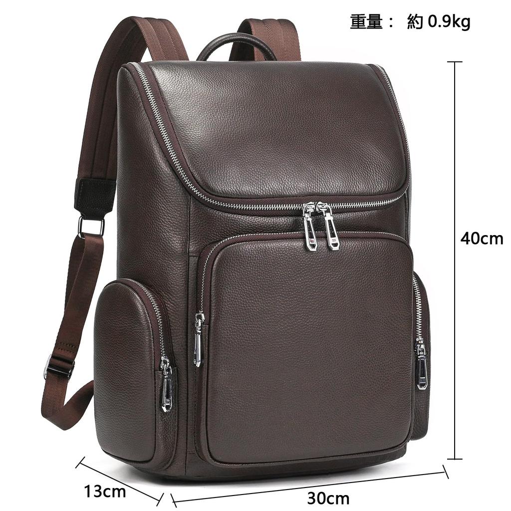 Genuine Leather Backpack for Large A4 Fits Suitable for and Waterproof [Luufan] Men, Capacity, Size, 14-inch Laptop, School, Business, Commuting,