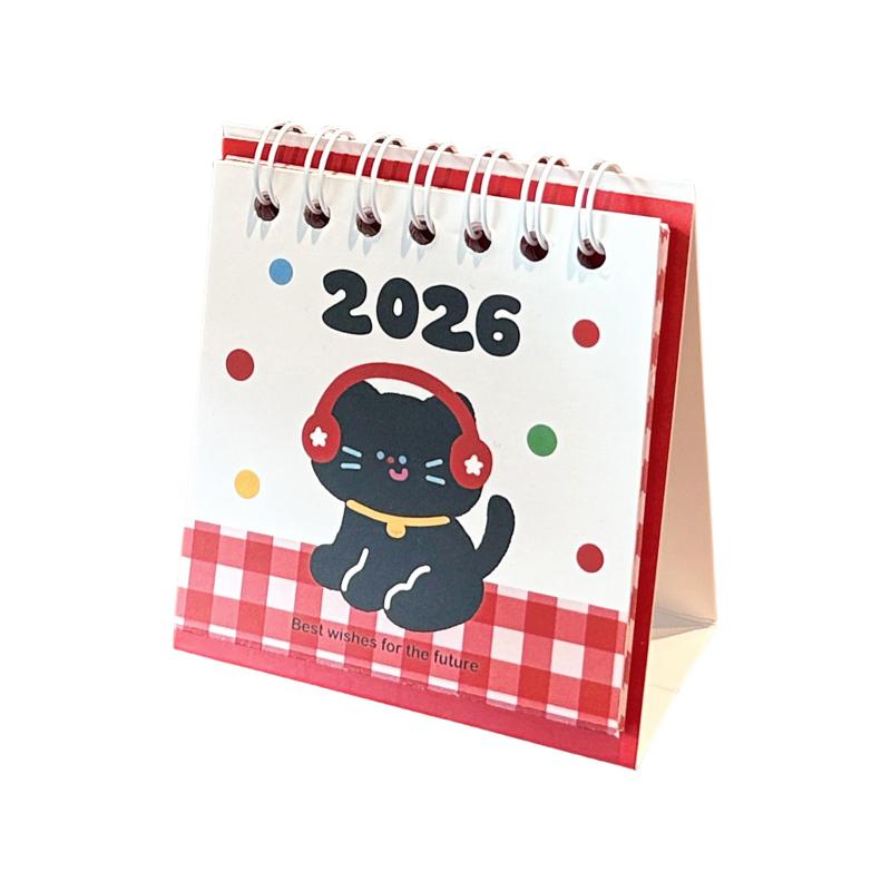 1Pcs Cartoon Portable Coil Monthly Calendar Planner 2026 Horse Year Mini Desk Calendar Office And Home Decor Year'S Present