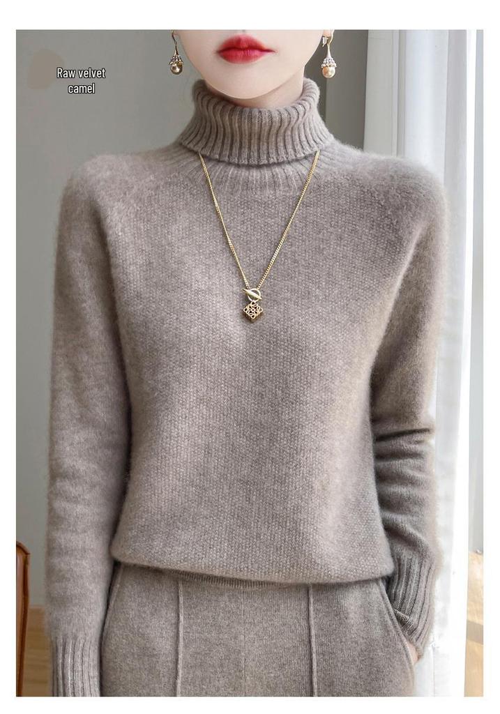 Women's Osmanthus Stitch High-Collar Wool Sweater: Versatile, Warm Autumn & Winter Knit Long Sleeve Base Layer