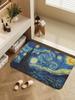 Starry Night Van Gogh Art Bathroom Mat Retro Multiple Choice Living Room Kitchen Rug Non-Slip Bedside Mats