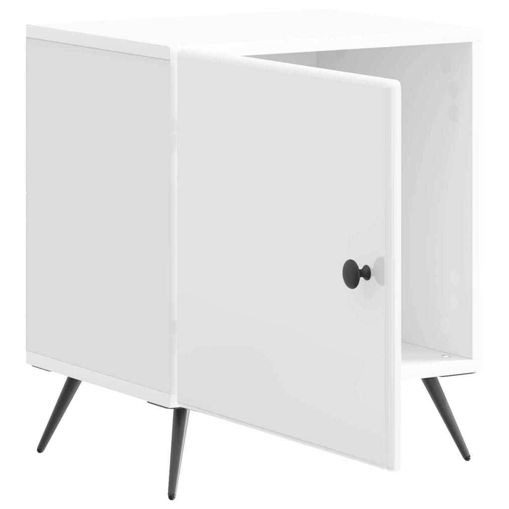 Nightstand High Gloss White 43 x 34.5 x 50 cm Particleboard
