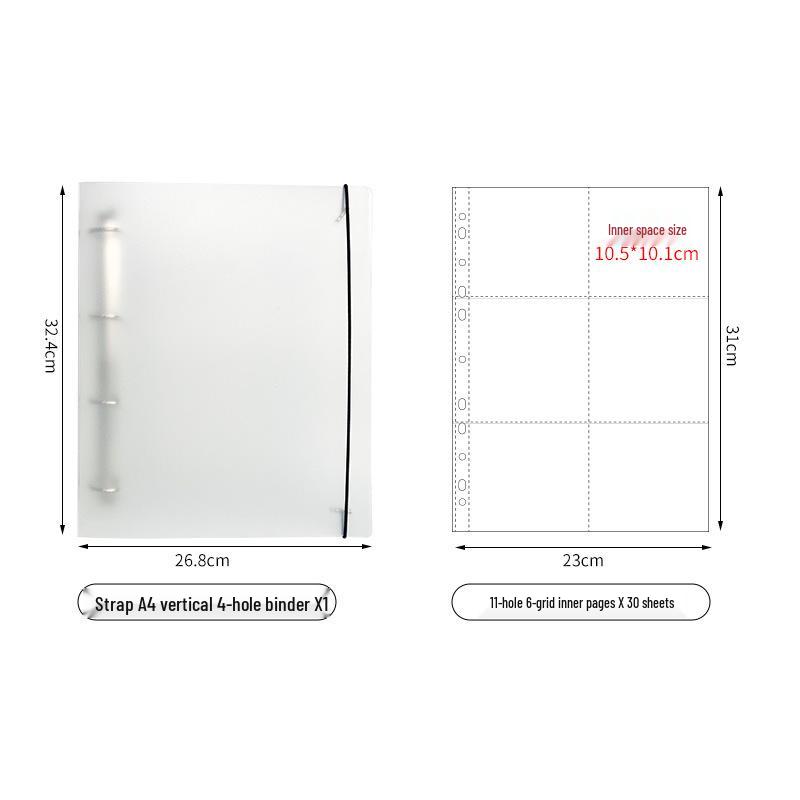 10x10cm Oil Pastel Square Card Holder for Watercolor & Drawing A4 Album 11-Hole, 6-Grid Card Pages, 30 Sheets