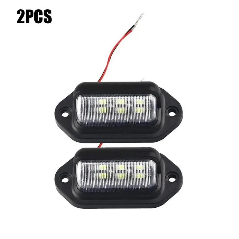 6 LED Car License Number Plate Lights Waterproof 12-24V Universal Truck RV Trailer Tail License Plate White Side Lamp Bulbs