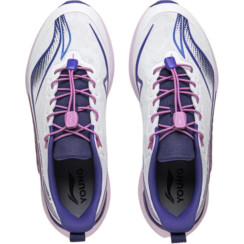 Li Ning Kids Running PU Classic Versatile Shock Absorption Rebound Breathable Low Top Running Shoes Kids Running Shoes Purple YKFV184-2
