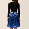 Women's Casual Fashion V-neck Long Sleeved Retro Christmas Print Retro Dress